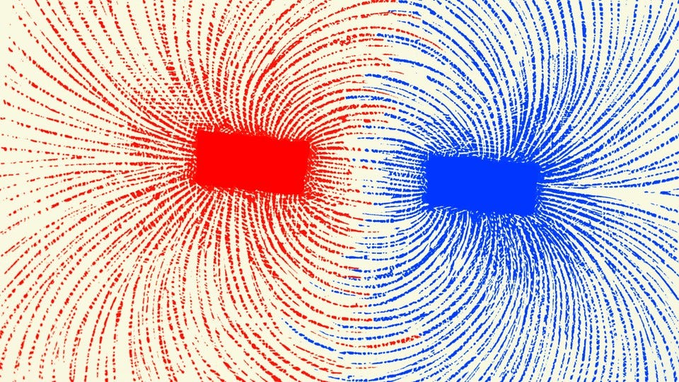 Red and blue magnetic poles