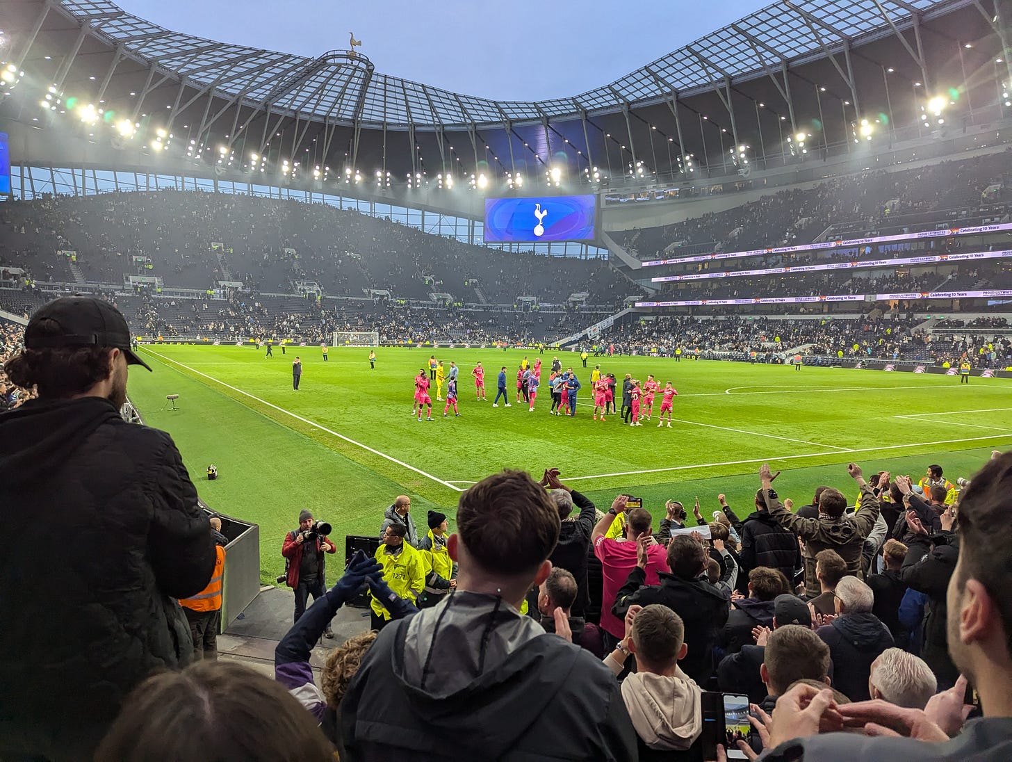 The Ipswich players applaud the away end at full time
