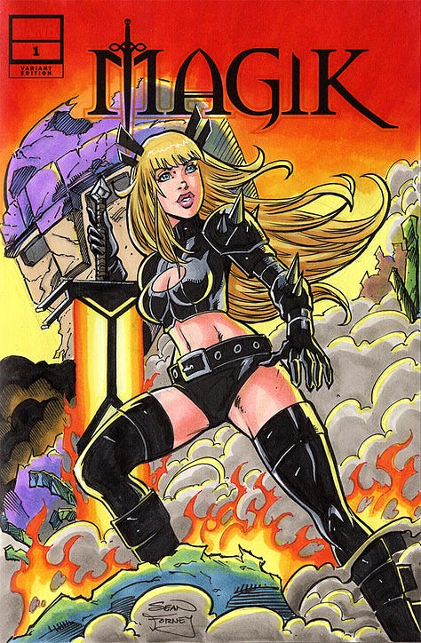 Examples of black and white and color commissions/sketches on comic book sketch covers. 