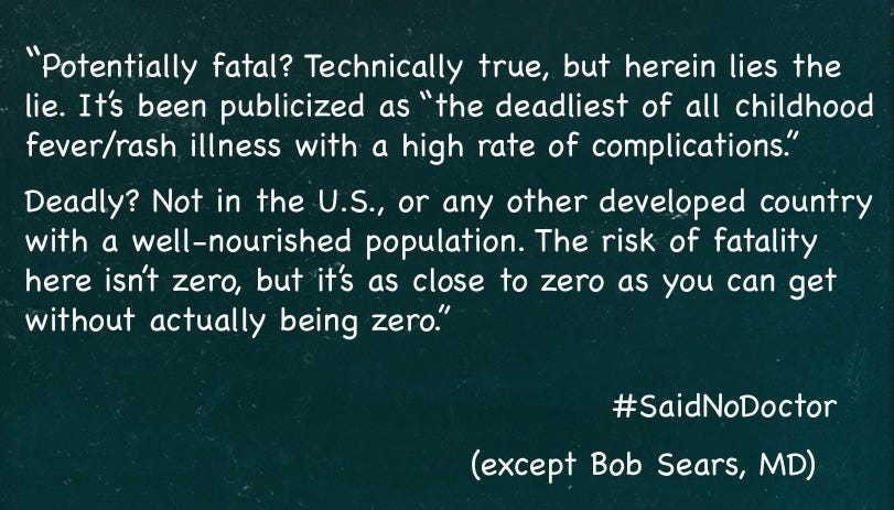 Remember when Bob Sears used to say that a child’s risk of dying because they had measles was close to zero. Then kids started to die because they had measles… Remember when Bob Sears used to say that a child’s risk of dying because they had measles was close to zero. Then kids started to die because they had measles…