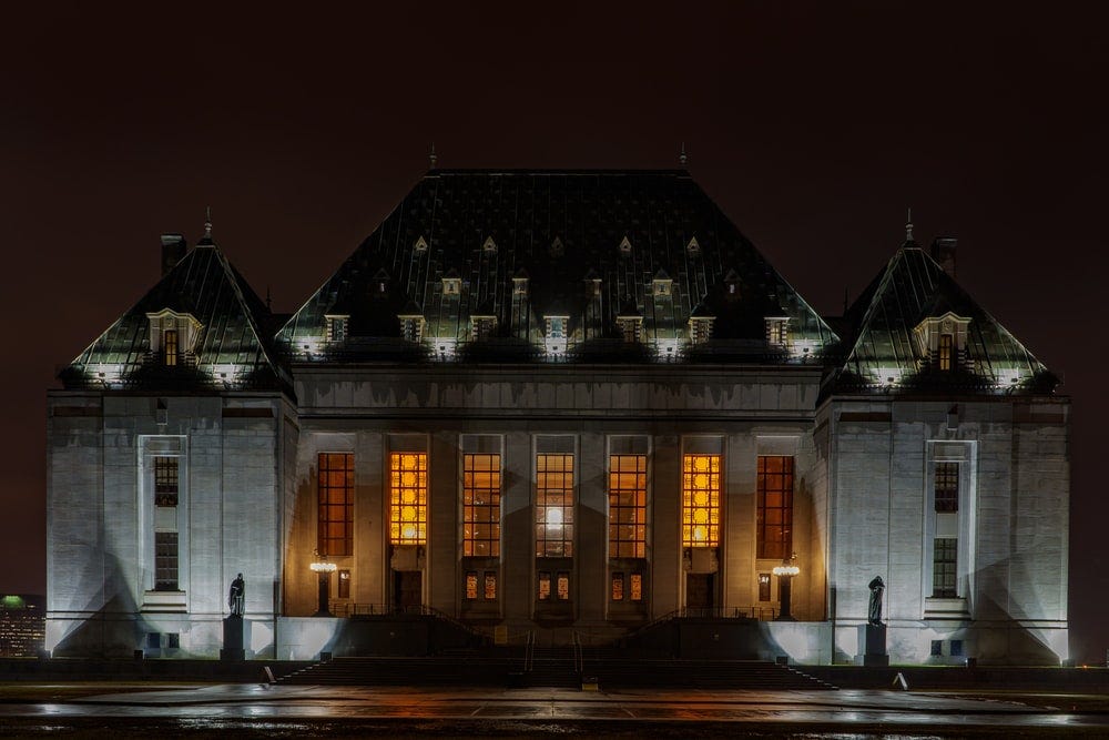 white and brown concrete building during night time