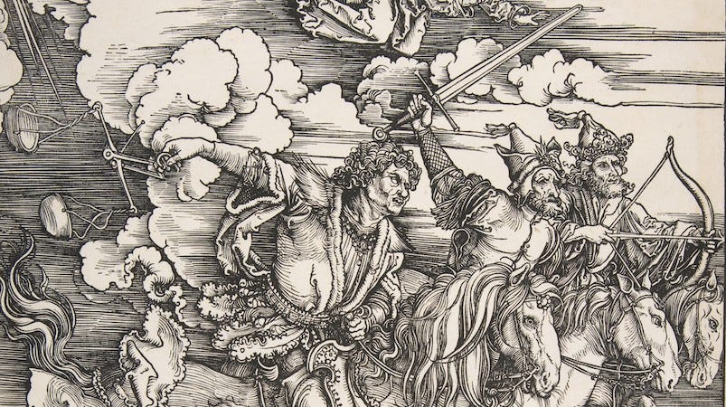 Detail, Albrecht Dürer, The Four Horsemen of the Apocalypse, 1498 Detail, Albrecht Dürer, The Four Horsemen of the Apocalypse, 1498