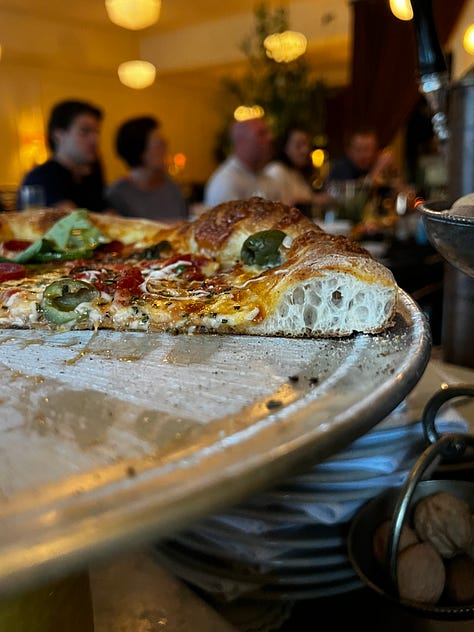 hot honey and cappocollo pizza from Slim's Pizzeria in Crestline Village