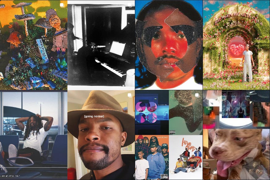 a screenshot of The Internet's Instagram account featuring various releases by the band members (both solo and together)