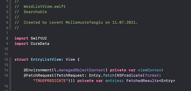 Using Searchable Views with Core Data in SwiftUI