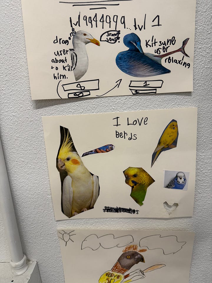 Children's art on the wall at a town council meeting