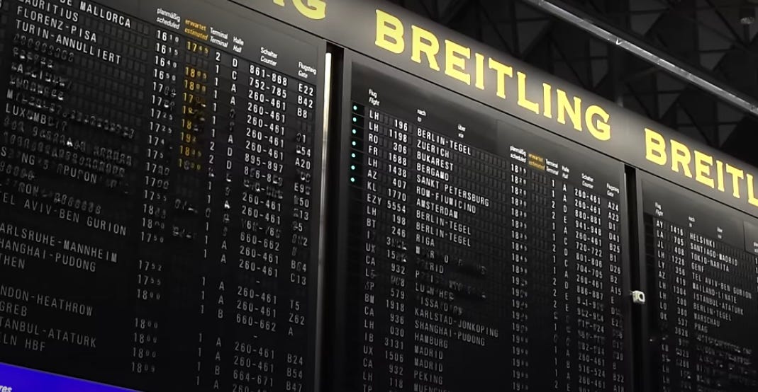 Part of the giant electro-mechanical departures board in Terminal 1 at Frankfurt airport.