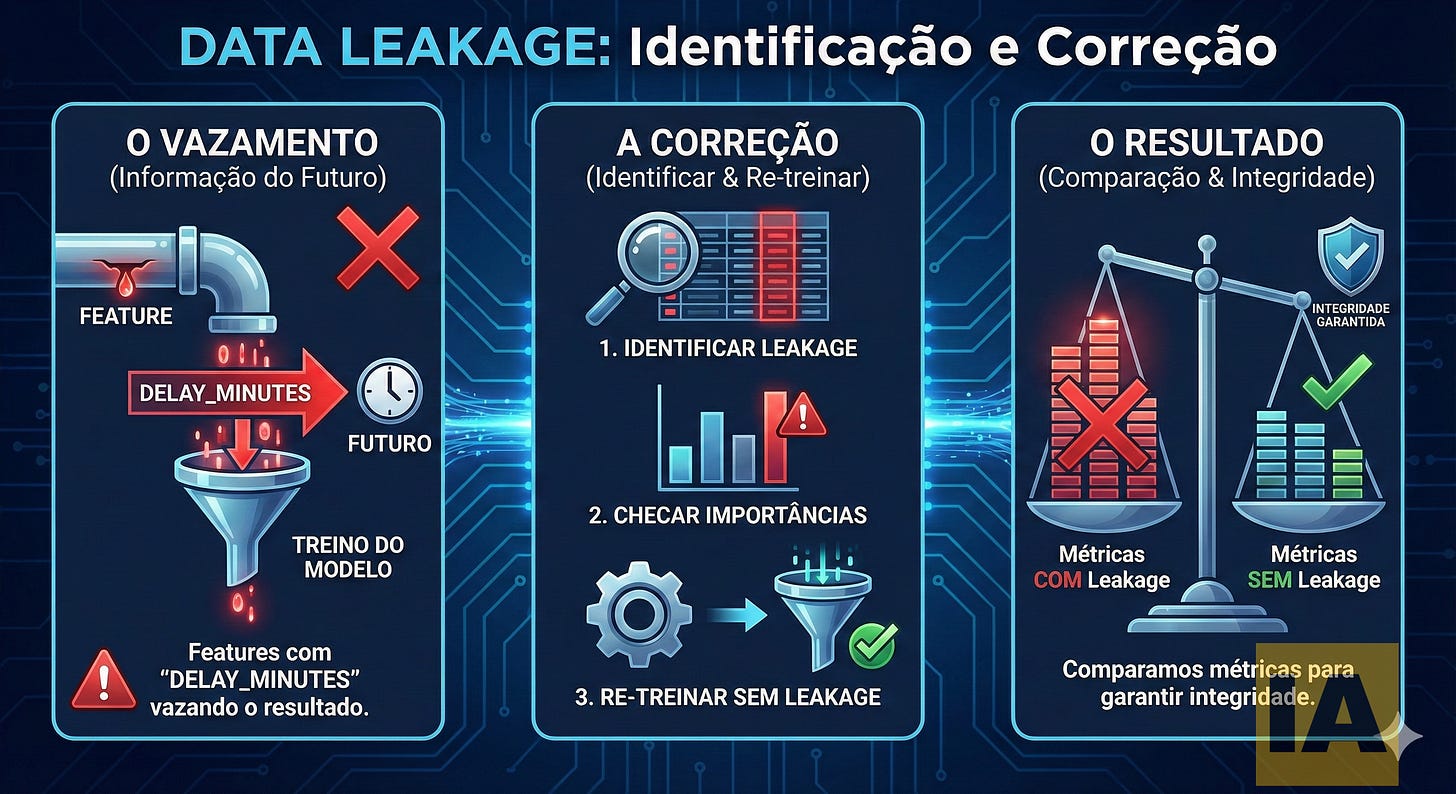 Data Leakage: Uso indevido de informação futura no treinamento, inflando métricas artificialmente. Data Leakage: Uso indevido de informação futura no treinamento, inflando métricas artificialmente.