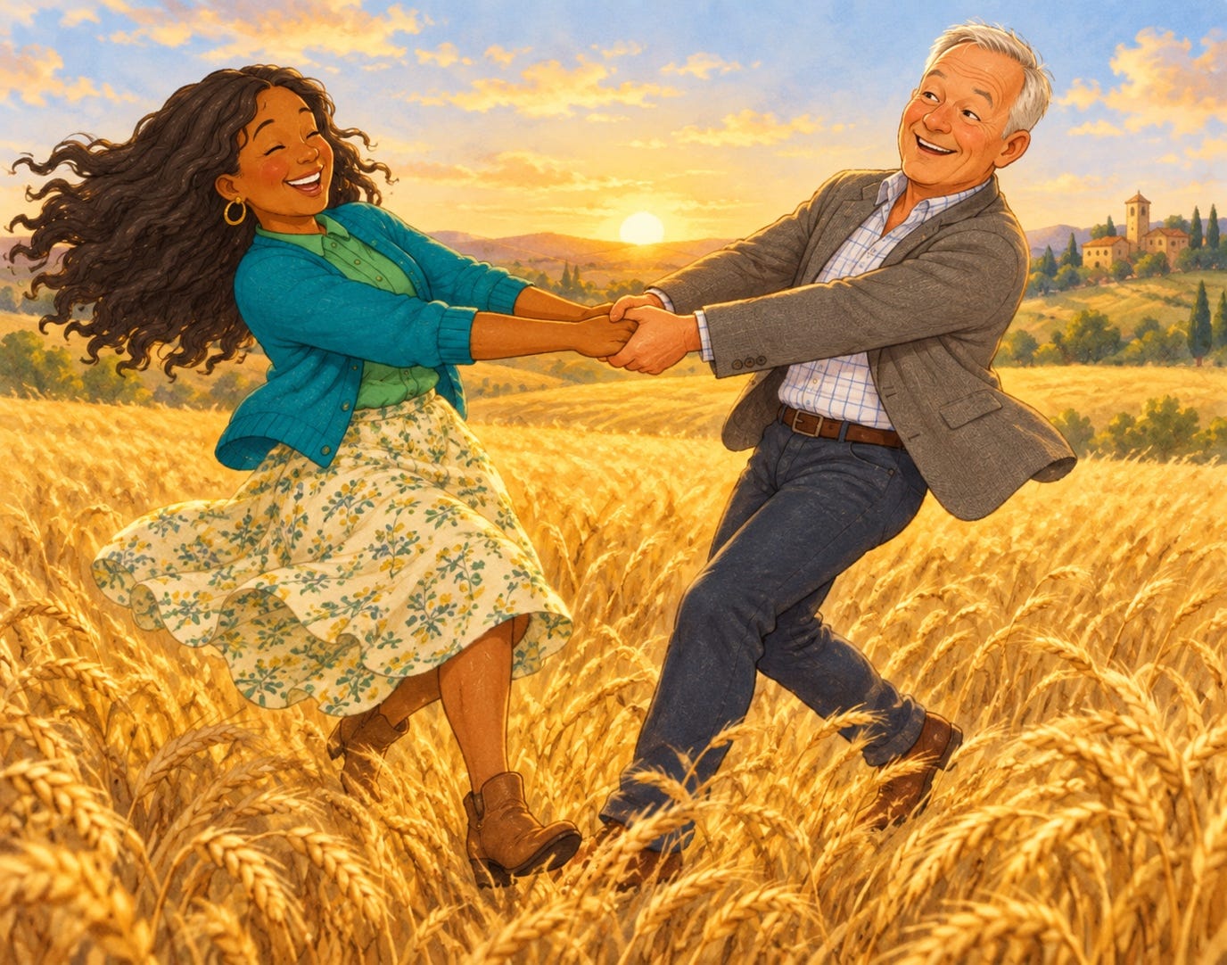 Whirling Together Through Golden Wheat