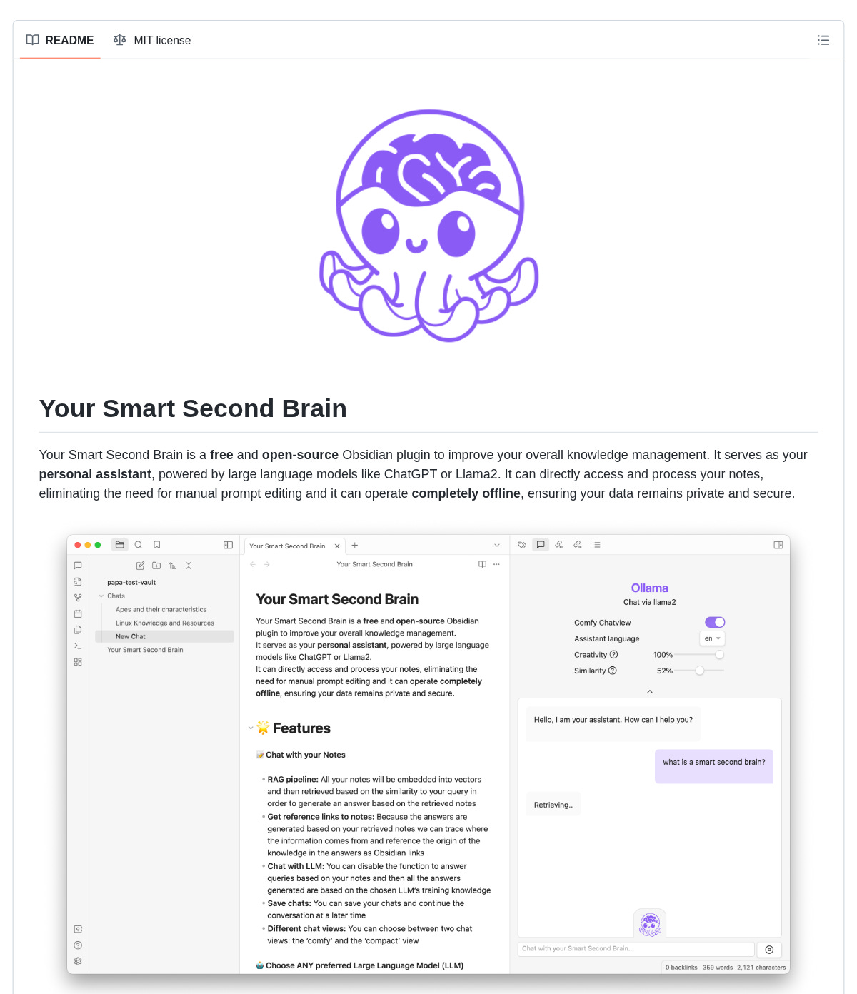 Screenshot or cover image for your-papa/obsidian-Smart2Brain Screenshot or cover image for your-papa/obsidian-Smart2Brain