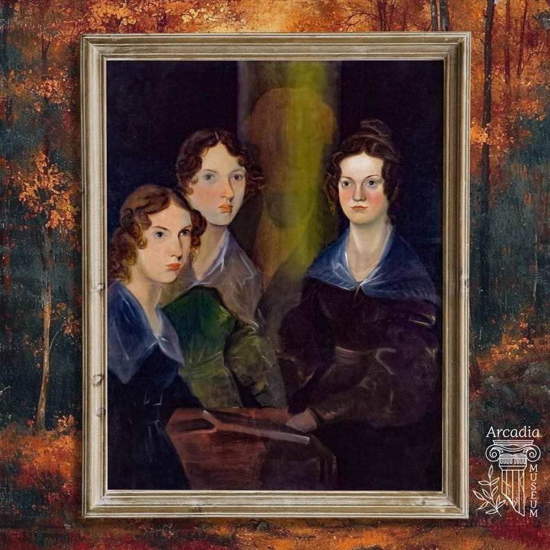 The Brontë Sisters Portrait Print, Emily, Charlotte, Anne, Literature Poster, Bookish Home Decor image 1