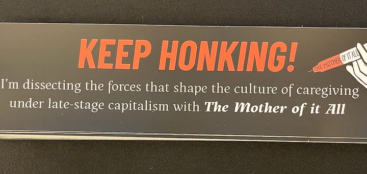 Stickers for the mother of it all podcast. One says ask me about my matrescence
