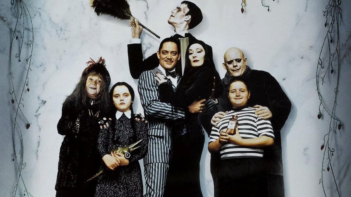 A promotional image of the cast of the 1991 “Addams Family” film.