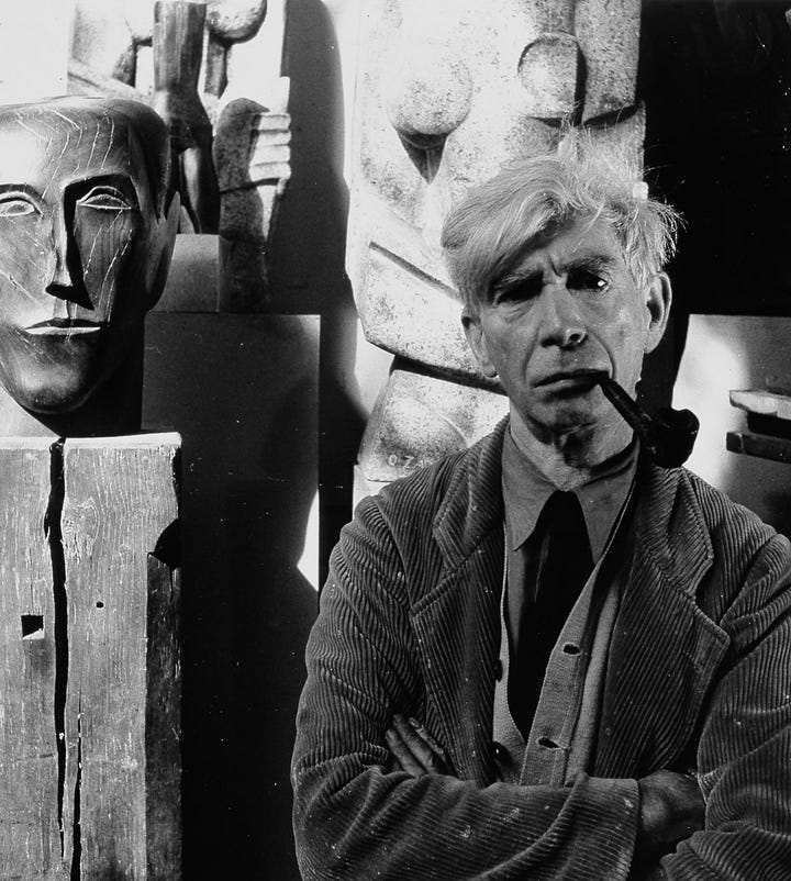 Links: Ossip Zadkine & rechts: La liberté guidant le peuple door Eugène Delacroix.