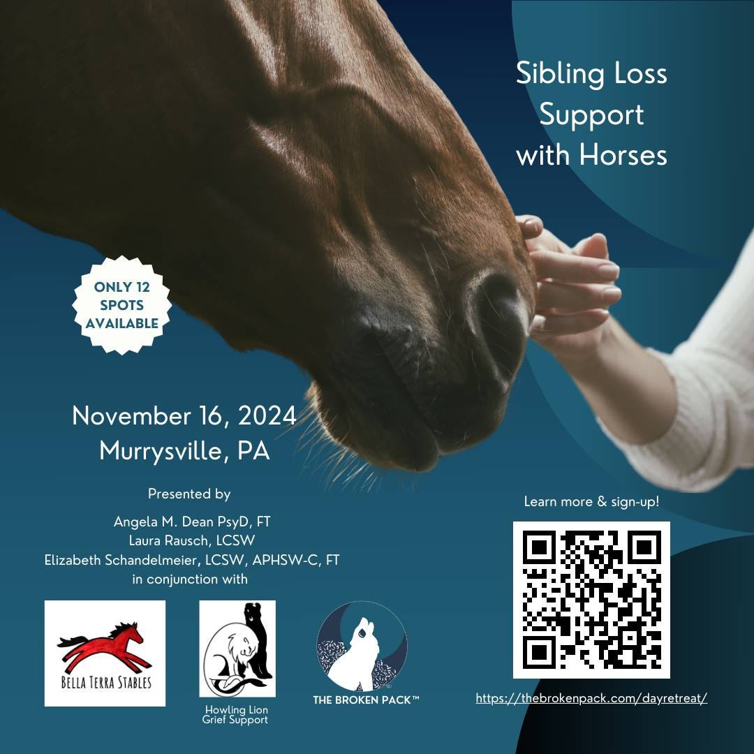 a flyer showing a horse and the details to the info on the day retreat. these can be found at https://thebrokenpack.com/dayretreat/ a flyer showing a horse and the details to the info on the day retreat. these can be found at https://thebrokenpack.com/dayretreat/