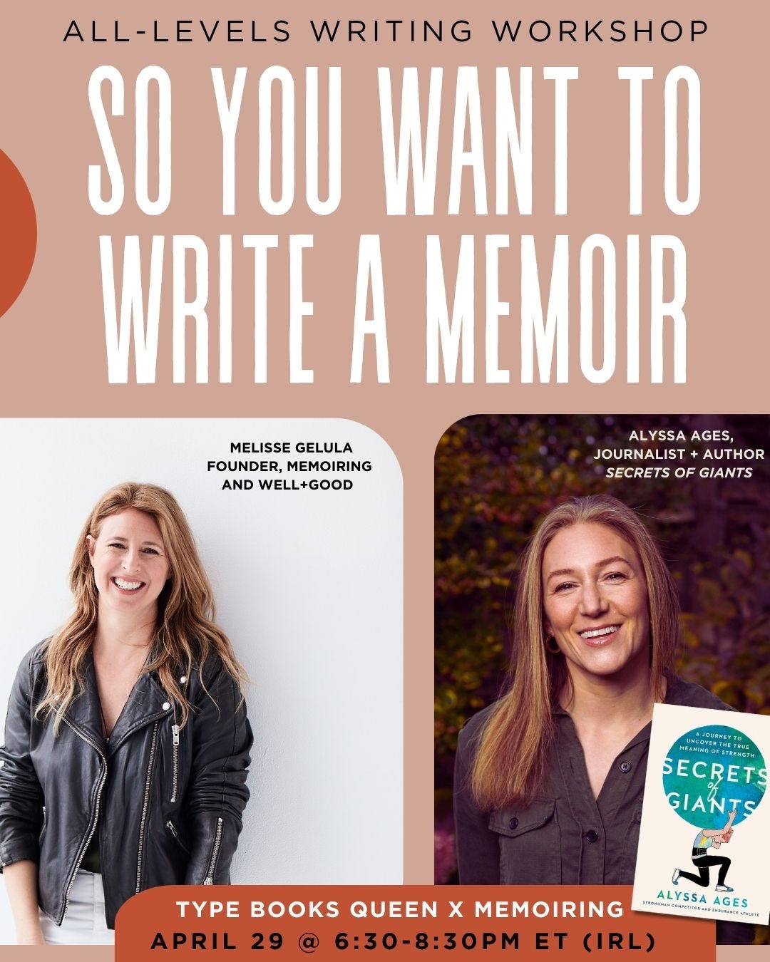 memoir writing workshop with Melisse Gelula and Alyssa Ages in Toronto