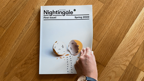 Me turning the pages of the Nightingale magazine!