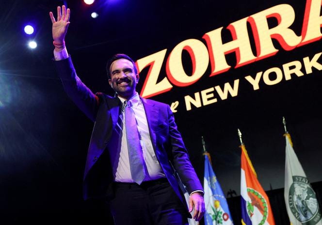 Zohran Mamdani during his election as mayor of New York City, in Brooklyn, November 4, 2025.
