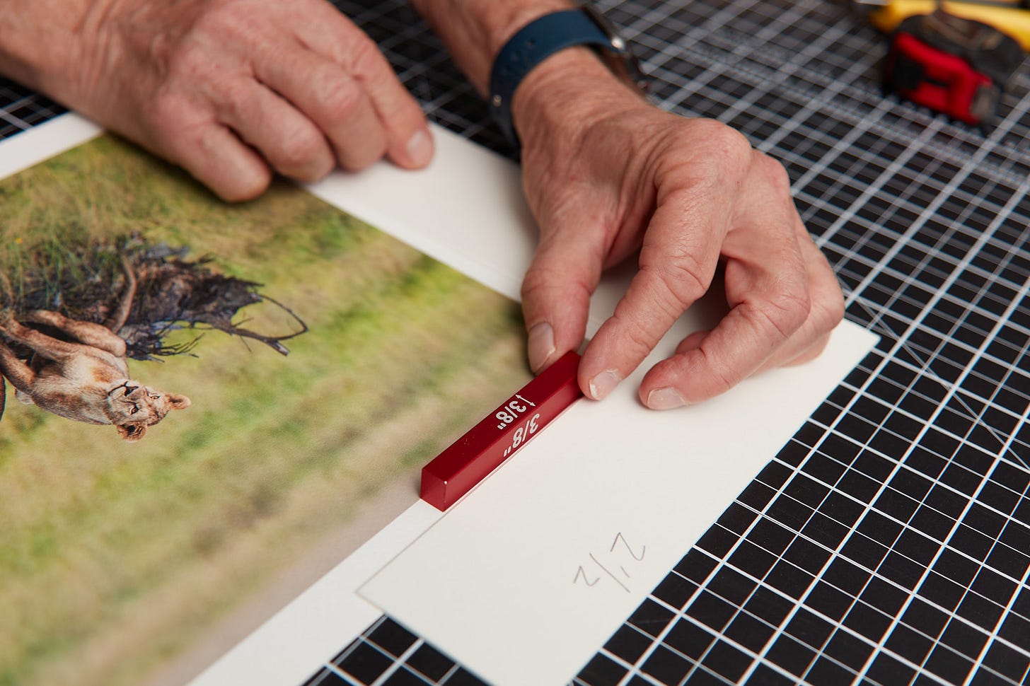 Matting a print with a reveal