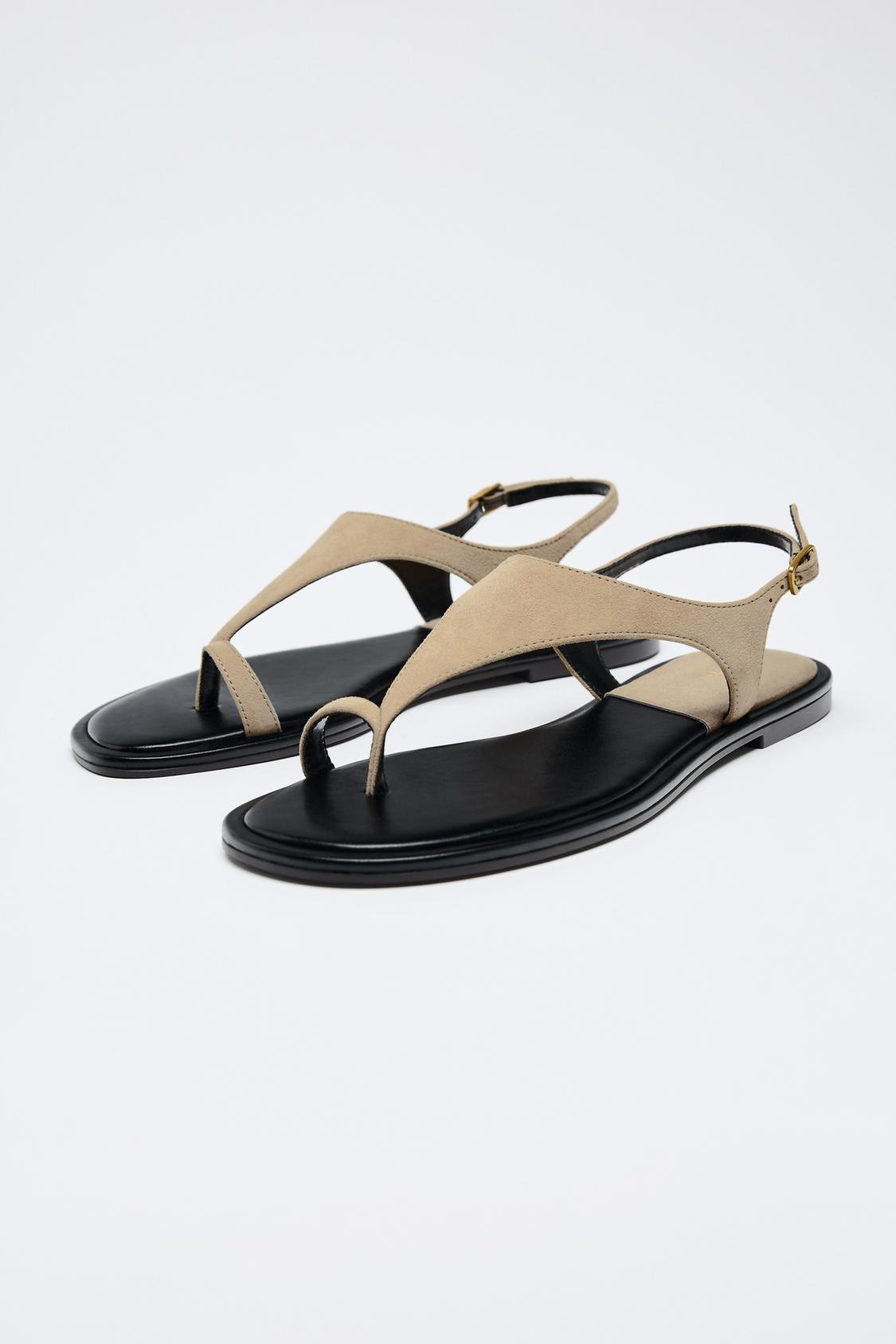 Zara SUEDE TOE SANDALS - Taupe Gray - Image 2