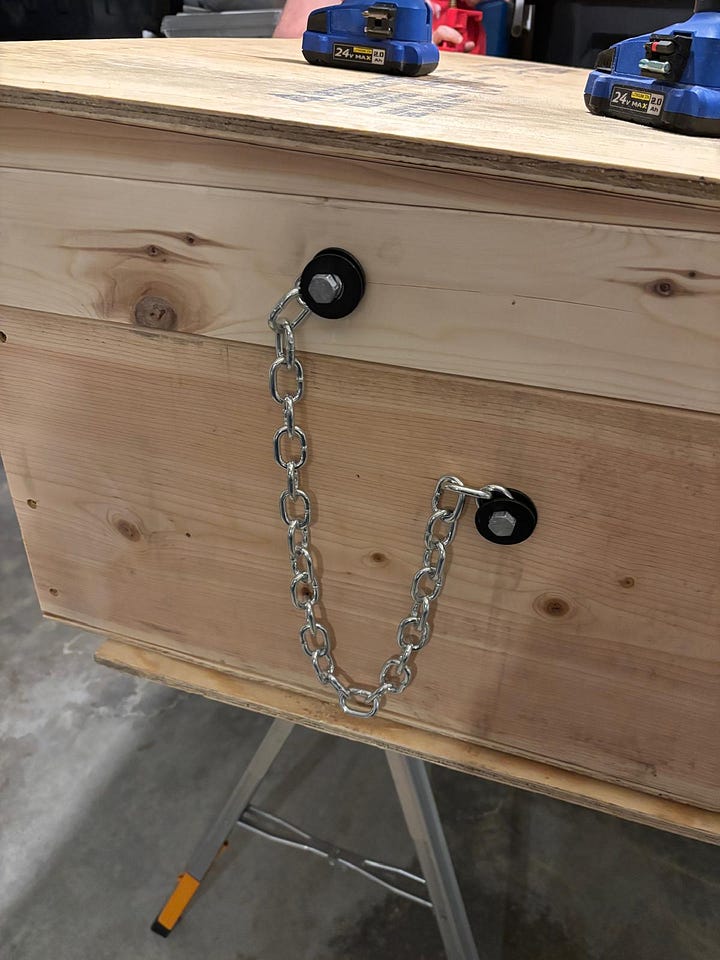 Bee Entrances, Roof overhang, Hardware