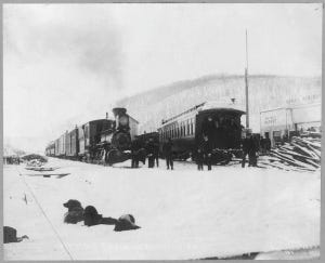 TVRR_trains_at_Fox,_Alaska,_1916