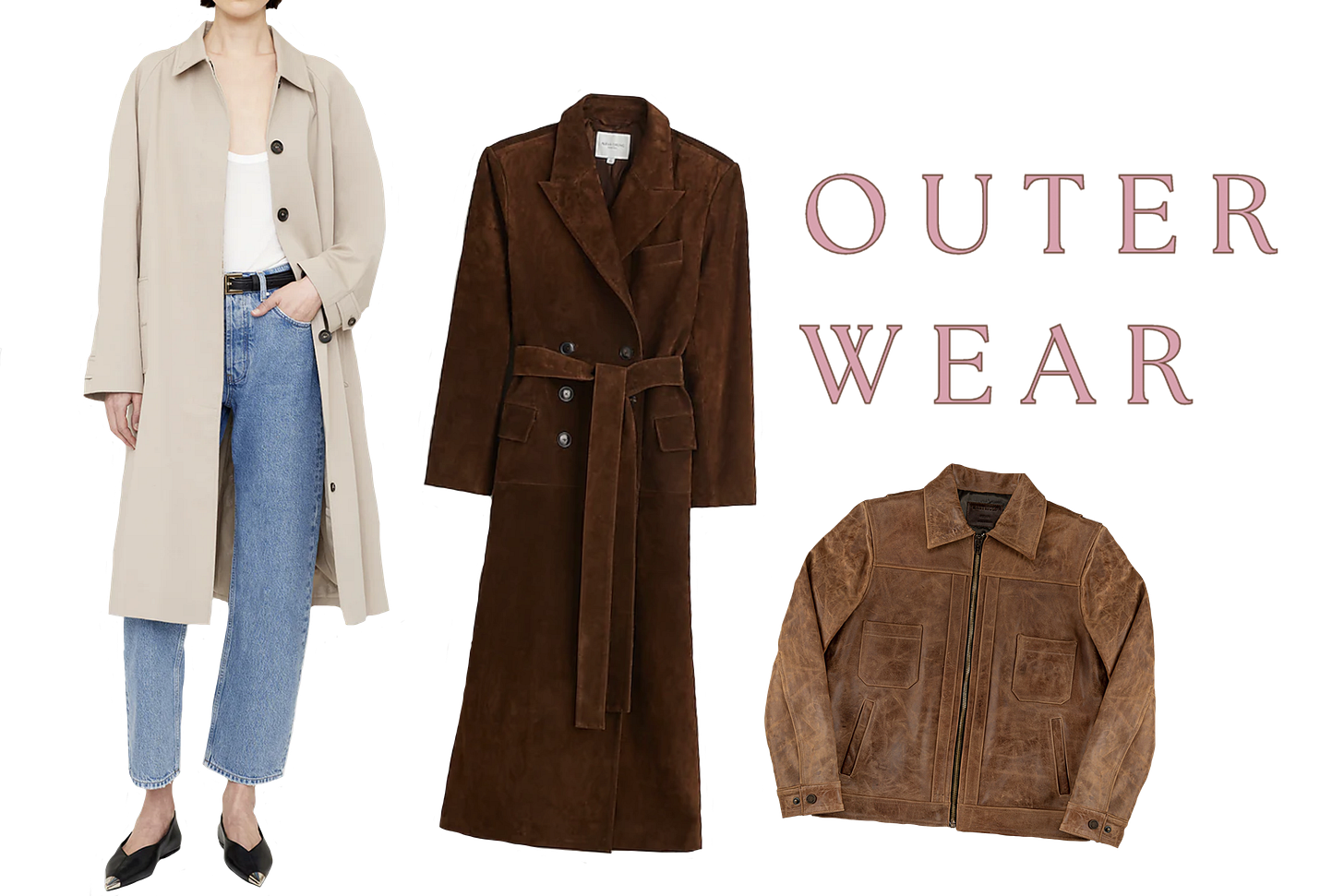 Images of fall outerwear from Anine Bing, Madewell and Lastwolf.
