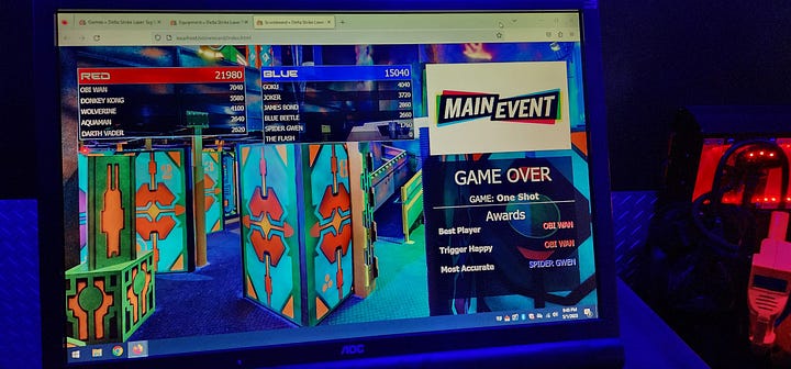 Scores from Laser Tag