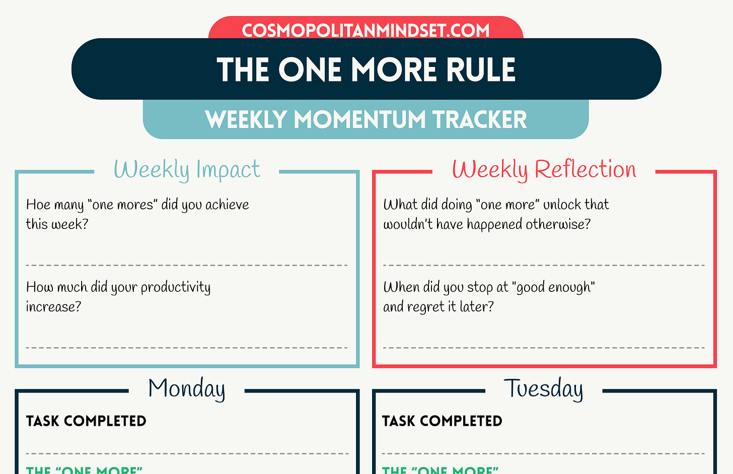 The One More Rule — Weekly Momentum Tracker — Preview