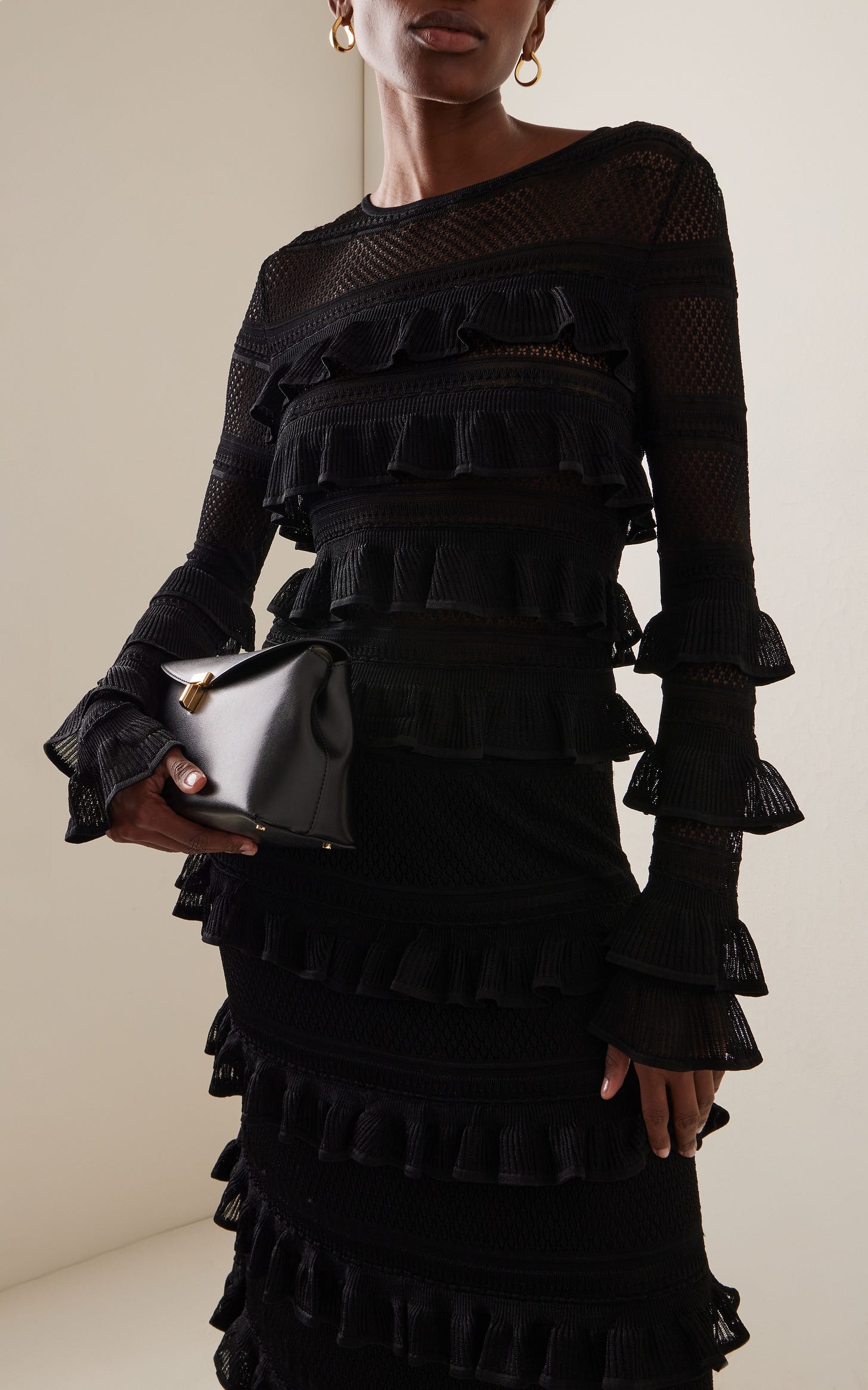 Illustration Ruffled Knit Top