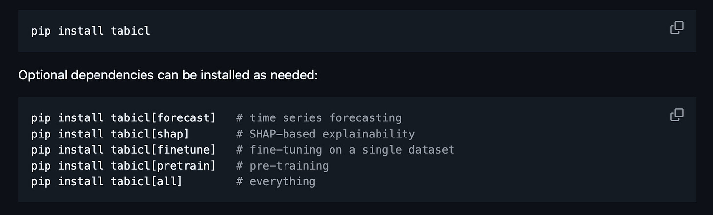Pip install commands for TabICL https://github.com/soda-inria/tabicl