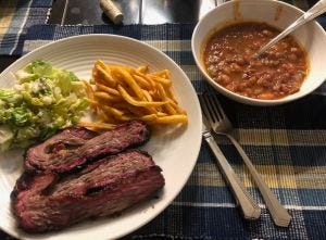 Brisket, plated, with sides