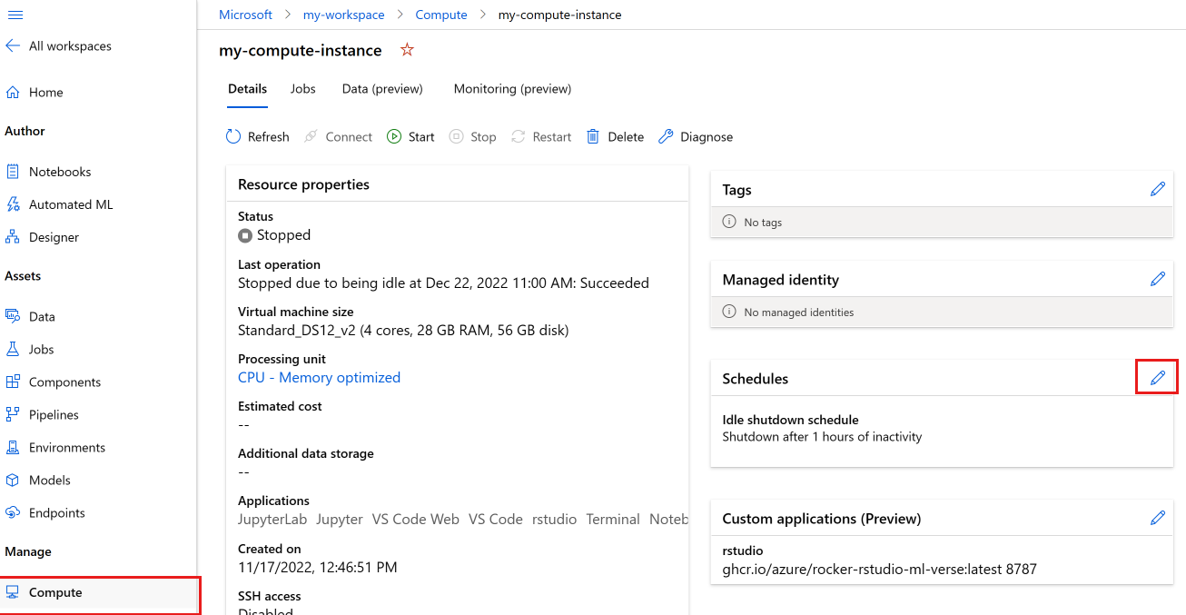 Create a compute instance - Azure Machine Learning | Microsoft Learn