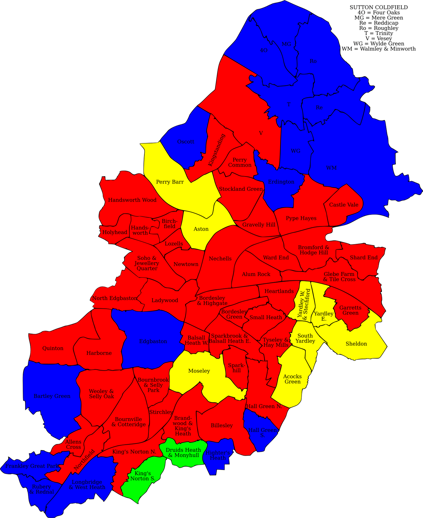 Map of Birmingham election results 2022