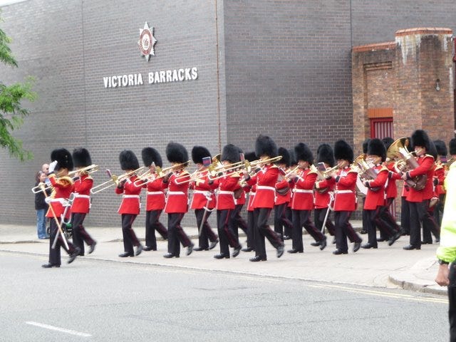 Band of The Scots Guards leaves Victoria Barracks - geograph.org.uk - 1512212.jpg Band of The Scots Guards leaves Victoria Barracks - geograph.org.uk - 1512212.jpg