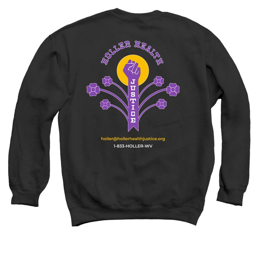 Need an Abortion? Just Holler!, a Black Crewneck Sweatshirt (back-view)