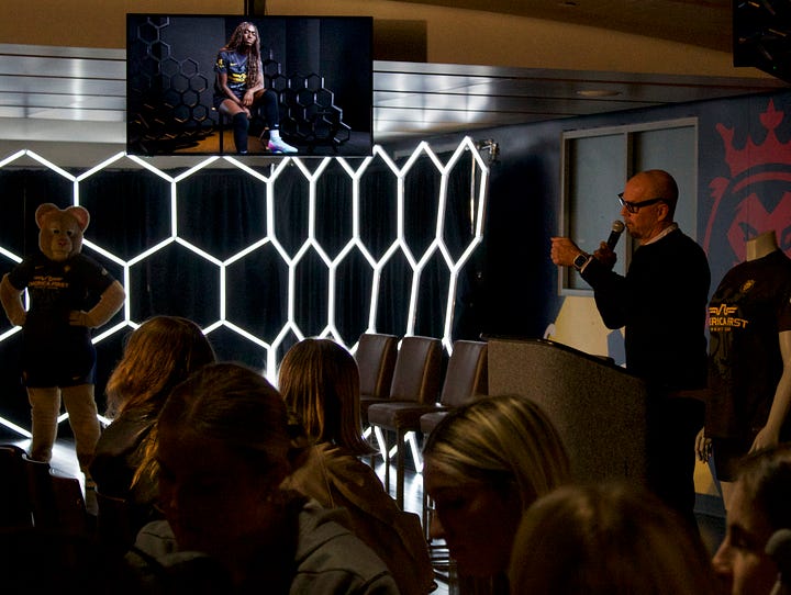 Utah Royals FC host a launch for the club's newest third kit, "The Swarm" with local Utah sponsors, club management, influencers, and college and youth soccer players, Thursday, Feb. 26, 2026 at America First Field in Sandy, Utah. (Photos via Salt City Soccer)