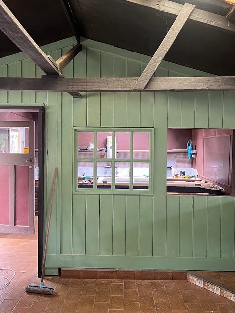 Three shots of windows being built