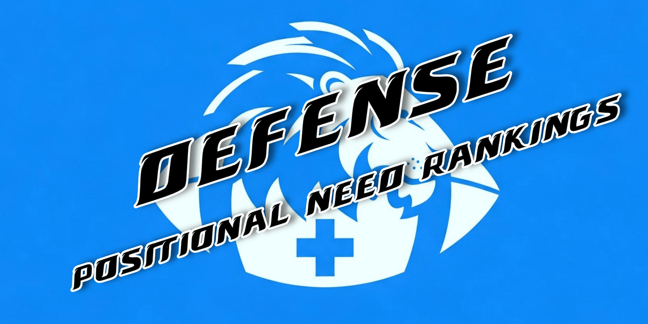 Detroit Lions 2026 Draft Needs: DEFENSE Positional Rankings + Injury Impact