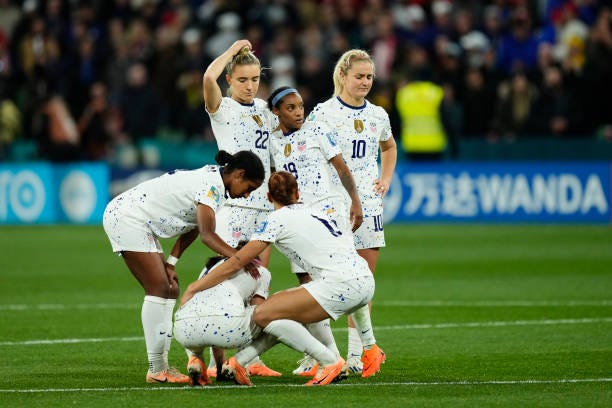 Players after losing during the FIFA Women's World Cup Australia & New Zealand 2023 Round of 16 match between Winner Group G and Runner Up Group... Players after losing during the FIFA Women's World Cup Australia & New Zealand 2023 Round of 16 match between Winner Group G and Runner Up Group...