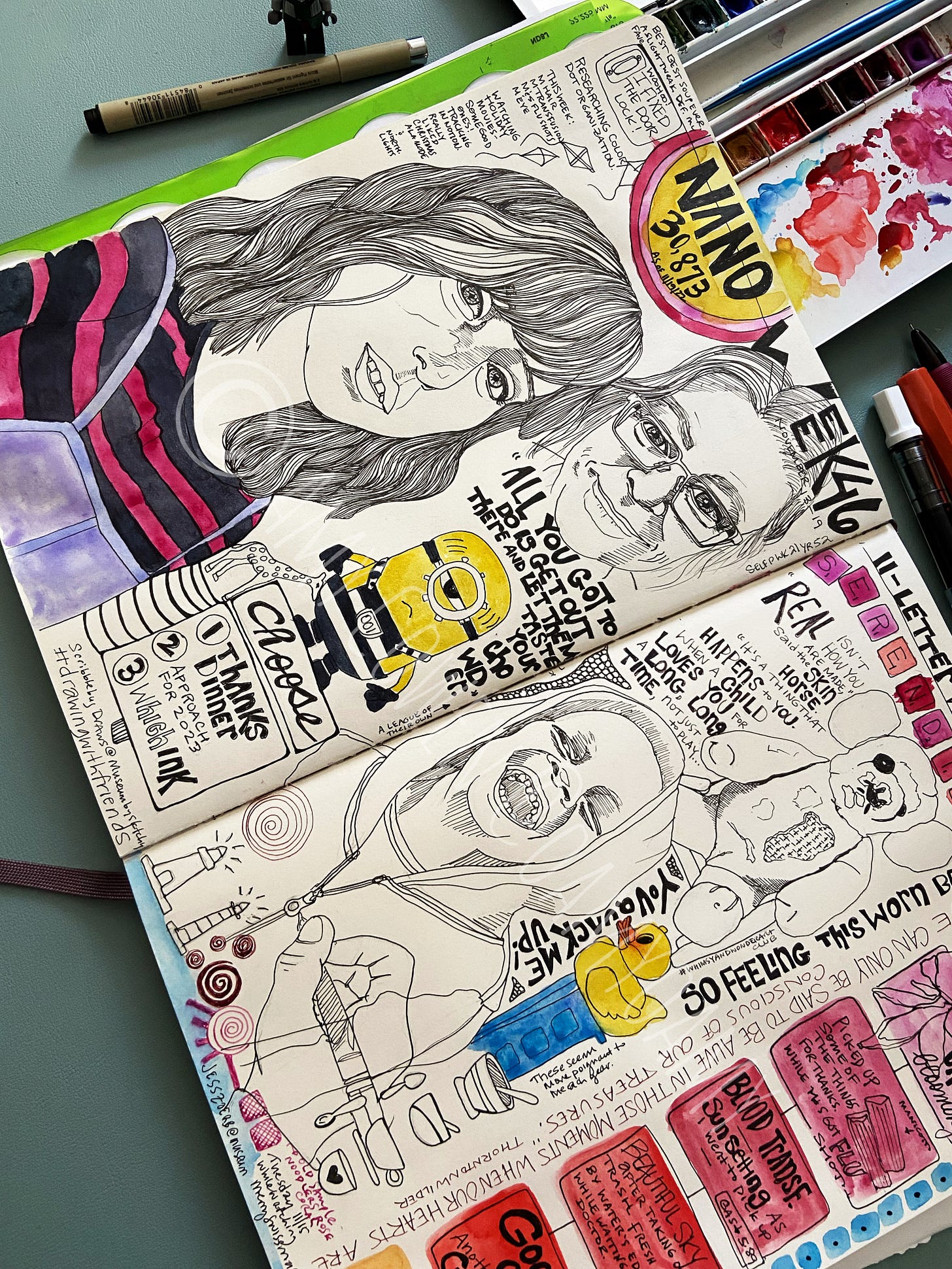 A sample page from an illustrated journal A sample page from an illustrated journal