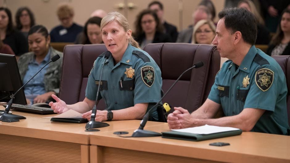 Chief Deputy Nicole Morrisey O'Donnell testifies before the Board.