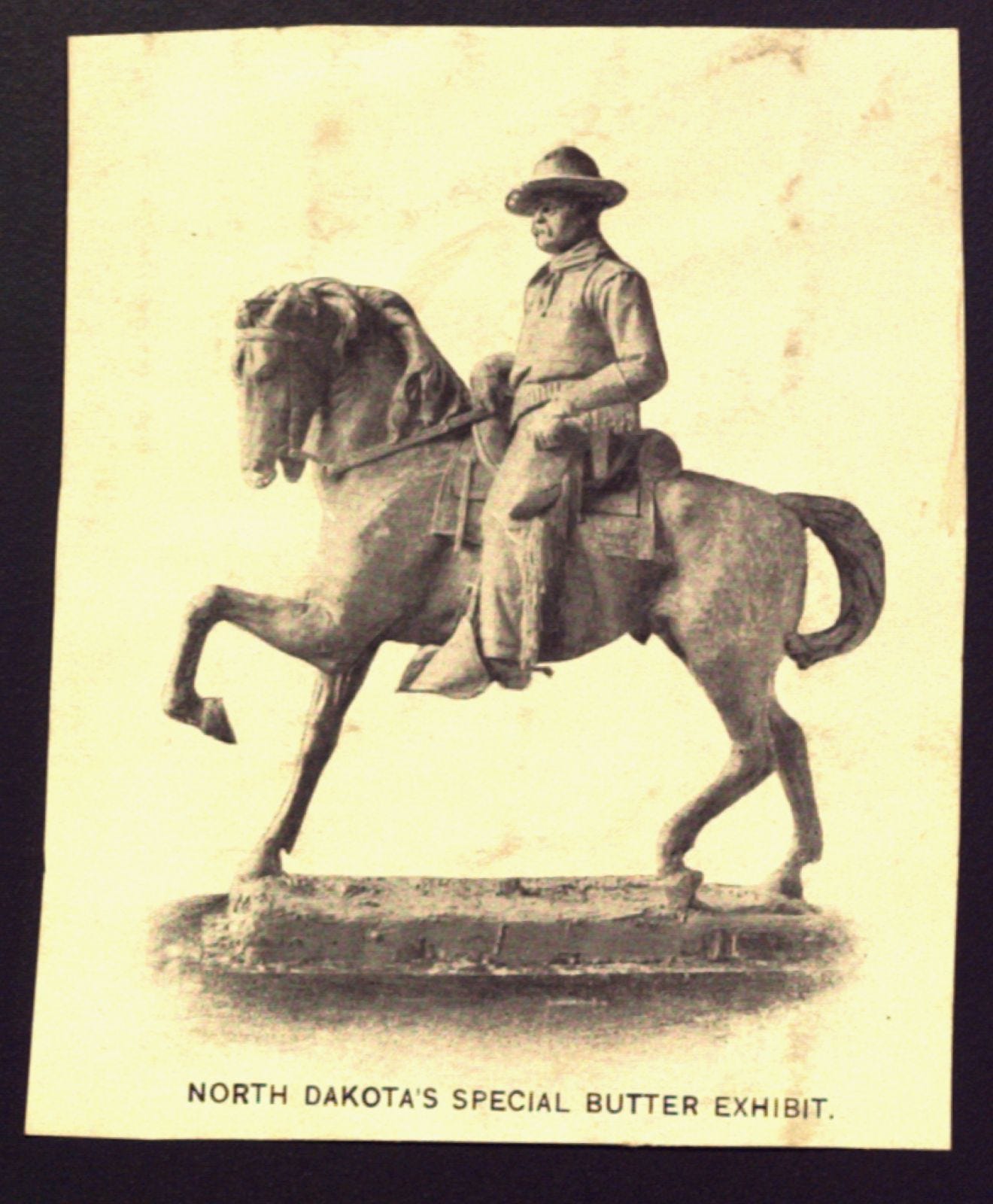 A butter statue of Theodore Roosevelt on a horse