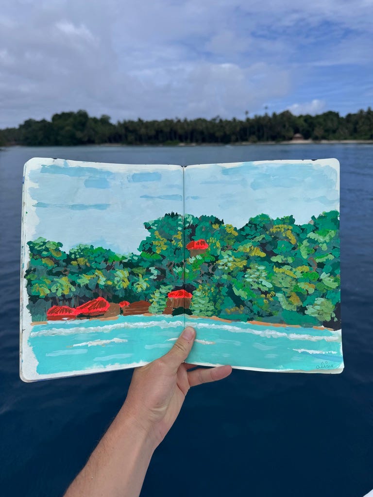 Indonesia surf trip sketchbook by Alimo