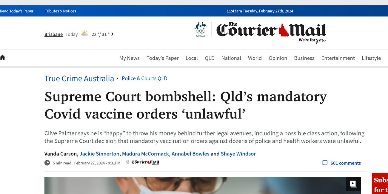 Queensland Supreme Court: Jab Mandates Unlawful