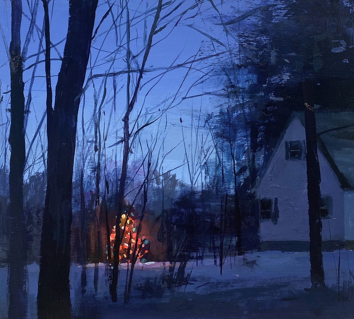 Holiday Lights Warm the Dark Winter Nights of Jeremy Miranda's Paintings —  Colossal