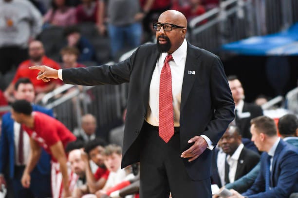 Head Basketball Coach Mike Woodson of the Indiana Hoosiers reacts during the second half of a second round game of the Big Ten Men's Basketball...