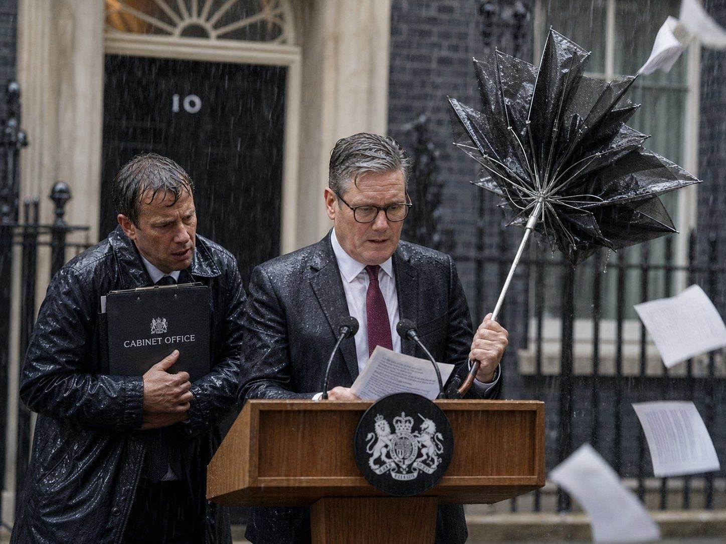 British Prime Minister Flailing in the Wind