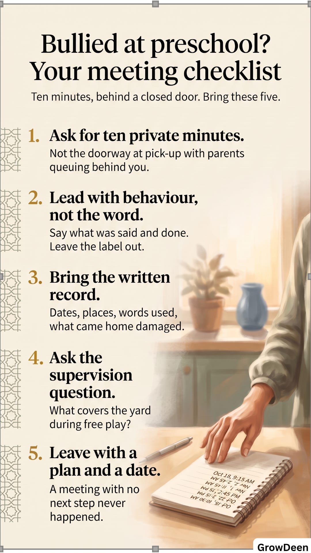 Bullied at preschool? Your meeting checklist