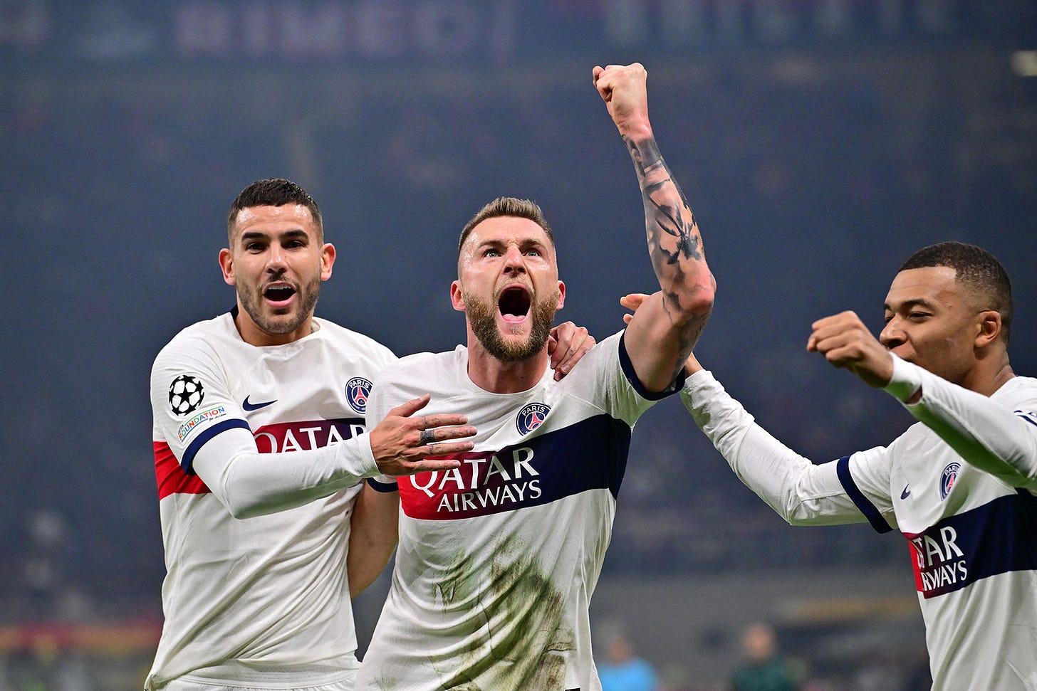 Milan Skriniar, Lucas Hernandez, and Kylian Mbappe